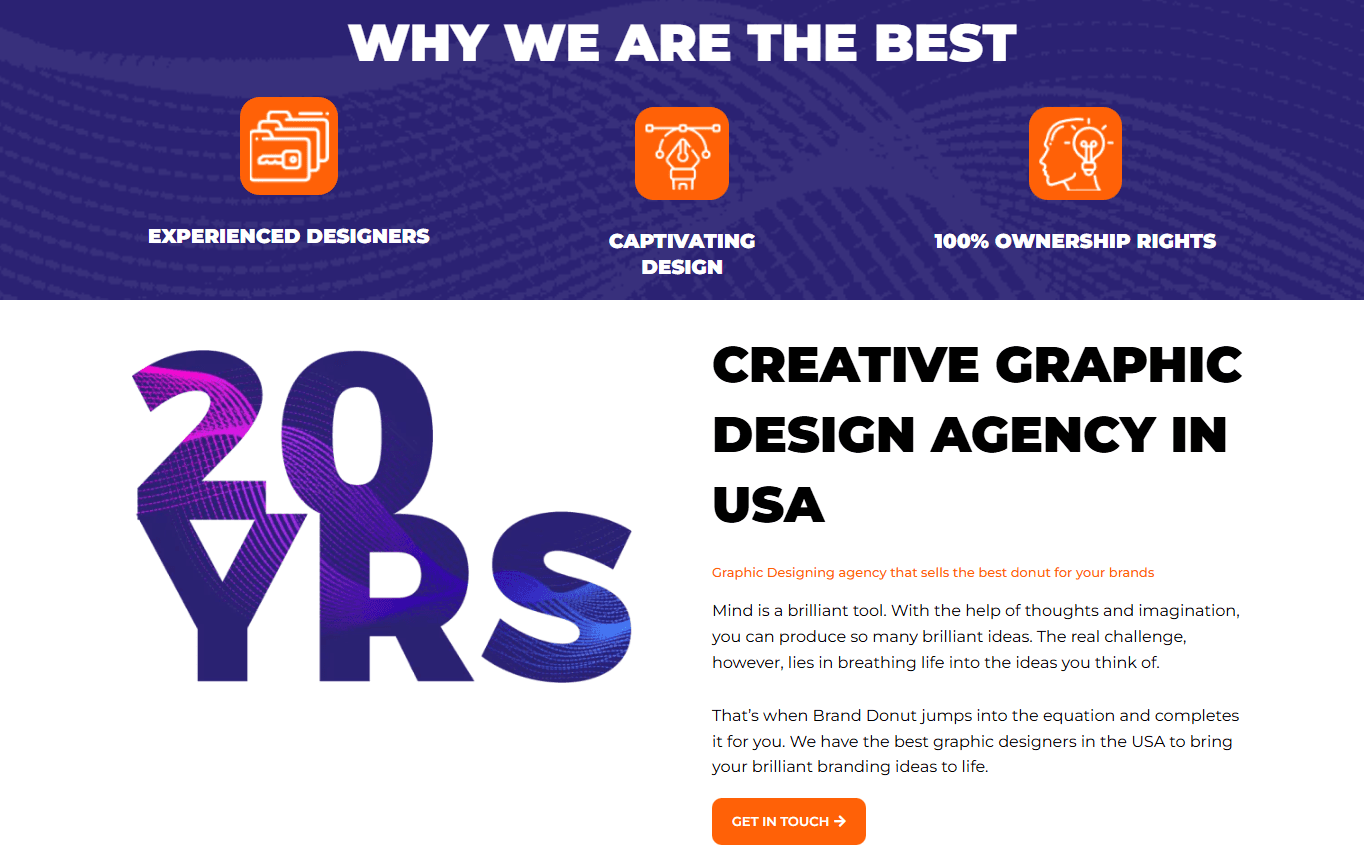 Brandonut homepage with custom brand-led design